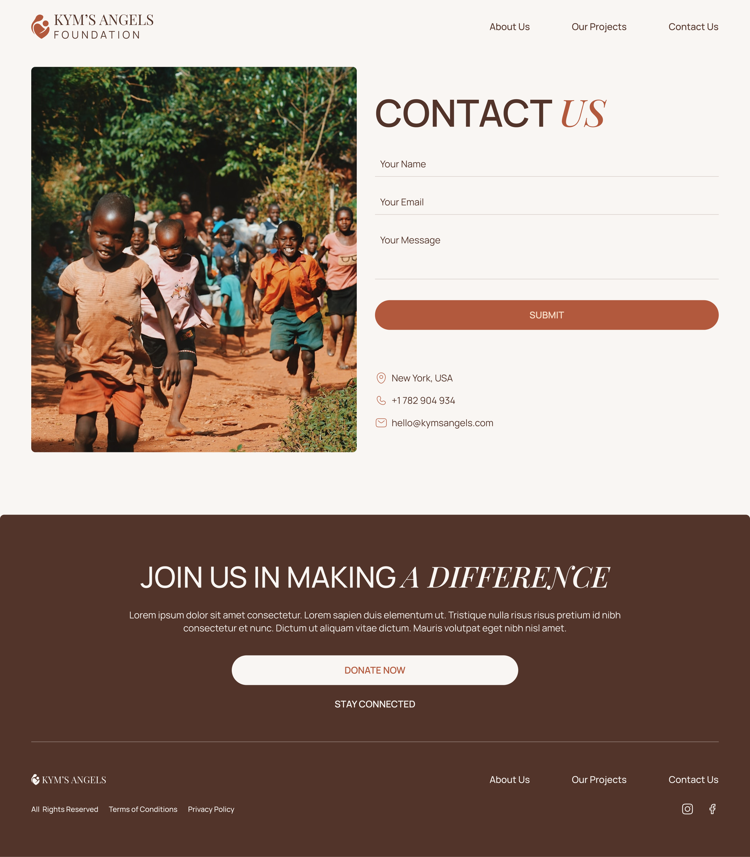 Kym's Angels contact page